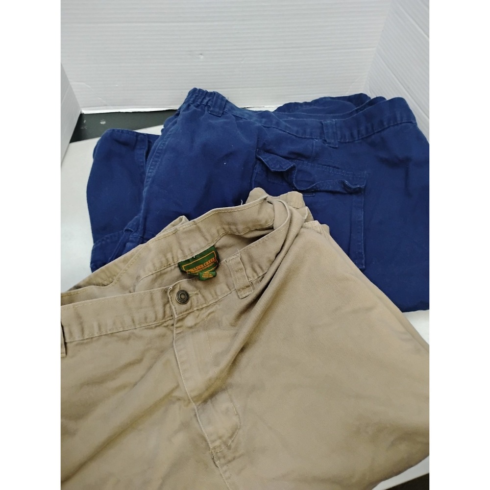 2 Boulder Creek Big Khaki, Blue Cargo Shorts Size 68 Big & Tall Summer Cotton